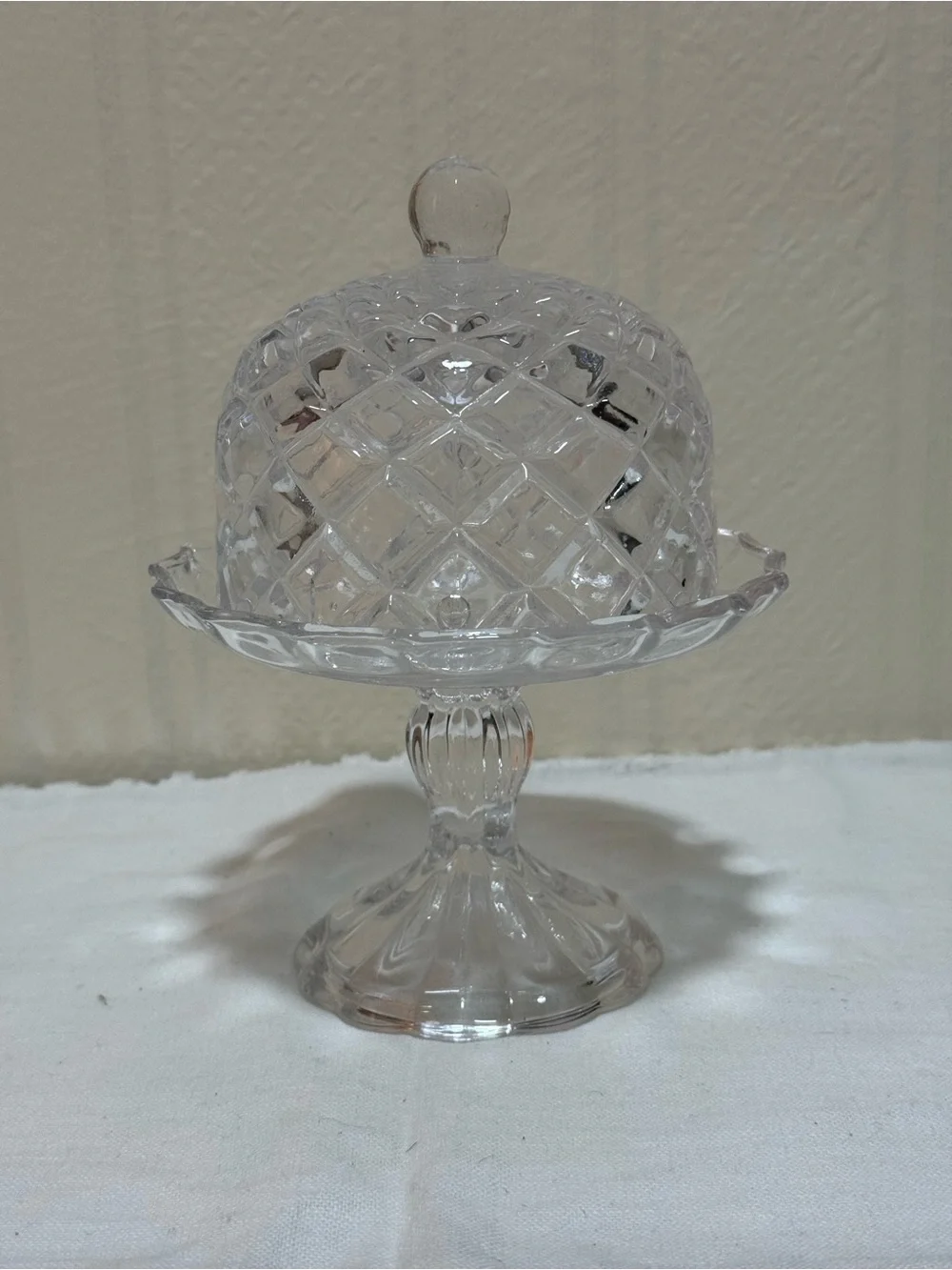 Clear Glass Covered Pedestal Cake Stand